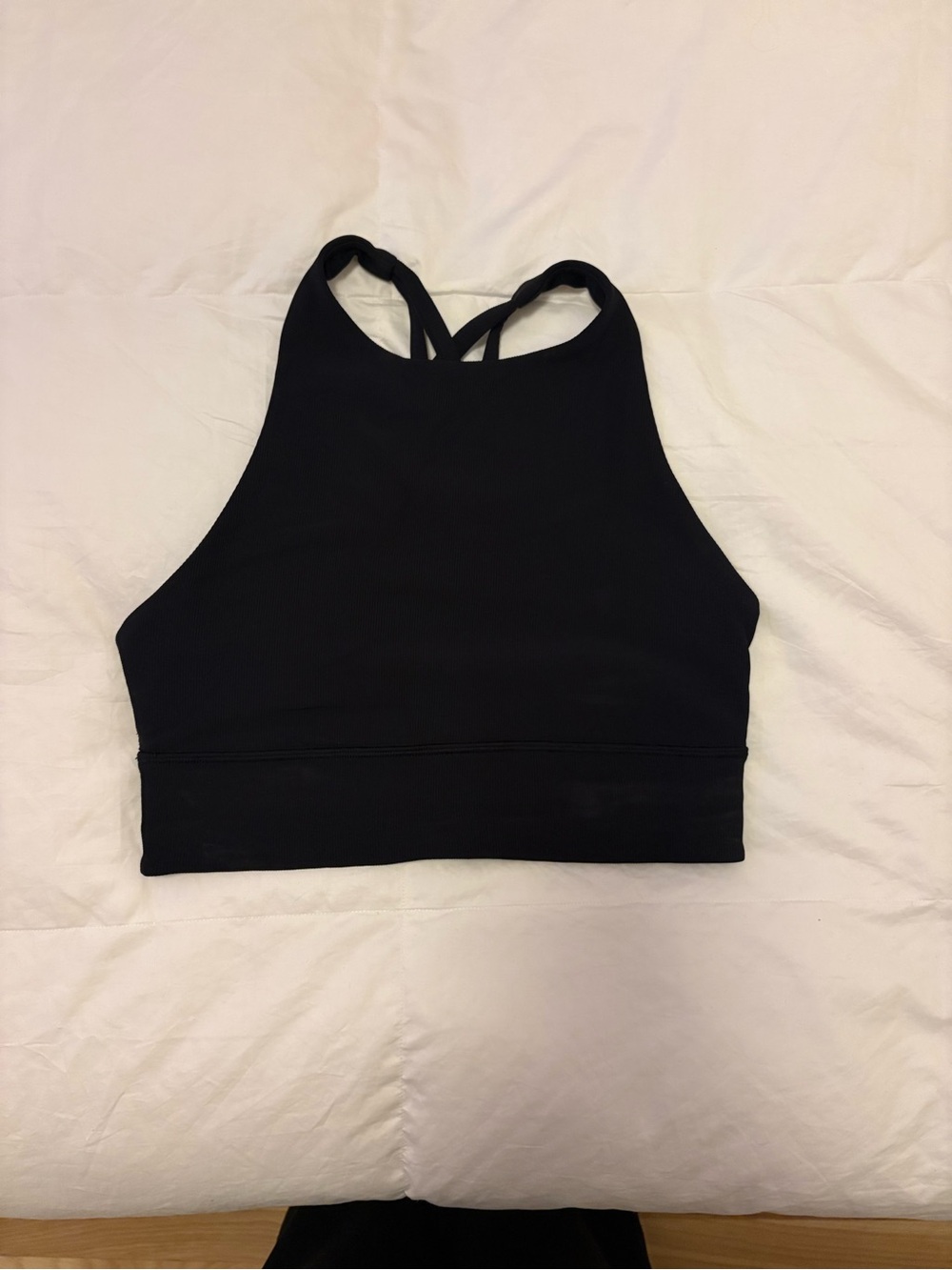 Lululemon Ribbed High-Neck Cross-Back Sports Bra Black